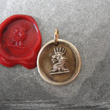 Load image into Gallery viewer, Crowned Lion Bronze Wax Seal Pendant - Dauntless Courage - RQP Studio