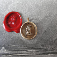 Load image into Gallery viewer, Crowned Lion Bronze Wax Seal Pendant - Dauntless Courage - RQP Studio