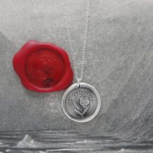 Load image into Gallery viewer, Do Not Tell - Silver Wax Seal Necklace - Forbidden Love Pansy - RQP Studio