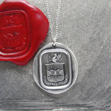 Load image into Gallery viewer, Do Not Yield To Misfortunes - Silver Mythical Griffin Wax Seal Necklace - RQP Studio