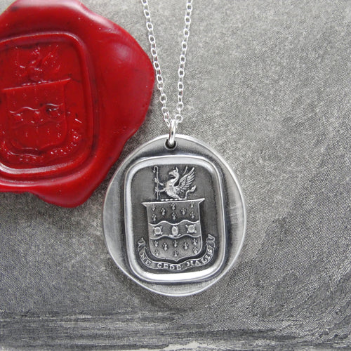 Do Not Yield To Misfortunes - Silver Mythical Griffin Wax Seal Necklace - RQP Studio