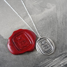Load image into Gallery viewer, Do Not Yield To Misfortunes - Silver Mythical Griffin Wax Seal Necklace - RQP Studio