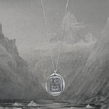 Load image into Gallery viewer, Do Not Yield To Misfortunes - Silver Mythical Griffin Wax Seal Necklace - RQP Studio