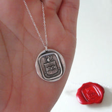 Load image into Gallery viewer, Do Not Yield To Misfortunes - Silver Mythical Griffin Wax Seal Necklace - RQP Studio