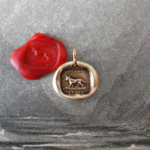 Load image into Gallery viewer, Faithful Friend Relentless Enemy - Wax Seal Charm - antique dog jewelry pendant in bronze - RQP Studio