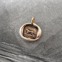 Load image into Gallery viewer, Faithful Friend Relentless Enemy - Wax Seal Charm - antique dog jewelry pendant in bronze - RQP Studio