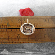 Load image into Gallery viewer, Faithful Friend Relentless Enemy - Wax Seal Charm - antique dog jewelry pendant in bronze - RQP Studio