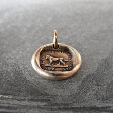 Load image into Gallery viewer, Faithful Friend Relentless Enemy - Wax Seal Charm - antique dog jewelry pendant in bronze - RQP Studio
