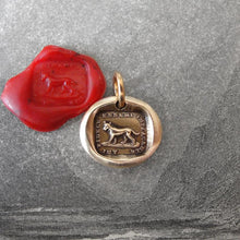 Load image into Gallery viewer, Faithful Friend Relentless Enemy - Wax Seal Charm - antique dog jewelry pendant in bronze - RQP Studio