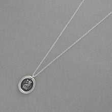 Load image into Gallery viewer, Dragon and Crown Silver Wax Seal Necklace - Protection Heraldic Jewelry