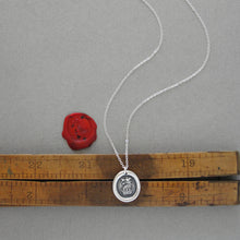 Load image into Gallery viewer, Dragon and Crown Silver Wax Seal Necklace - Protection Heraldic Jewelry