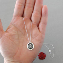 Load image into Gallery viewer, Dragon and Crown Silver Wax Seal Necklace - Protection Heraldic Jewelry