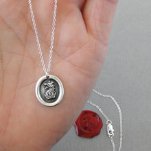 Load image into Gallery viewer, Dragon and Crown Silver Wax Seal Necklace - Protection Heraldic Jewelry