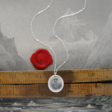 Load image into Gallery viewer, Silver Wolf Wax Seal Necklace - While I Breathe I Hope