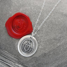 Load image into Gallery viewer, Silver Wolf Wax Seal Necklace - While I Breathe I Hope