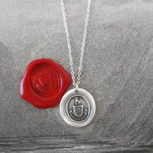 Load image into Gallery viewer, Silver Wolf Wax Seal Necklace - While I Breathe I Hope