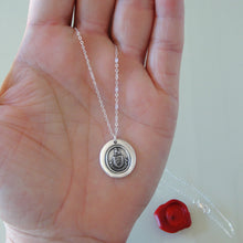 Load image into Gallery viewer, Silver Wolf Wax Seal Necklace - While I Breathe I Hope
