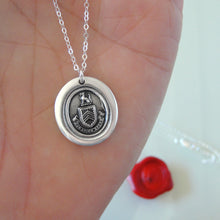 Load image into Gallery viewer, Silver Wolf Wax Seal Necklace - While I Breathe I Hope