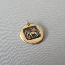 Load image into Gallery viewer, Elephant Wax Seal Charm - Reason Is My Strength antique wax seal jewelry pendant French motto - RQP Studio