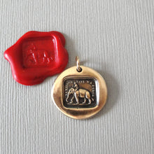 Load image into Gallery viewer, Elephant Wax Seal Charm - Reason Is My Strength antique wax seal jewelry pendant French motto - RQP Studio