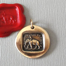 Load image into Gallery viewer, Elephant Wax Seal Charm - Reason Is My Strength antique wax seal jewelry pendant French motto - RQP Studio