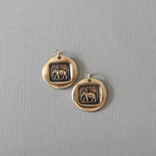 Load image into Gallery viewer, Elephant Wax Seal Charm - Reason Is My Strength antique wax seal jewelry pendant French motto - RQP Studio