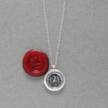 Load image into Gallery viewer, ndure And Conquer - Miniature Eagle Head Silver Wax Seal Necklace - Never Quit