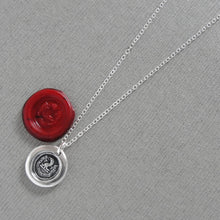 Load image into Gallery viewer, ndure And Conquer - Miniature Eagle Head Silver Wax Seal Necklace - Never Quit
