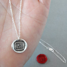 Load image into Gallery viewer, Old England For Ever - Silver Wax Seal Necklace - English Rose Symbol Jewelry