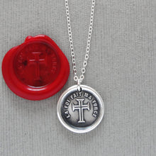 Load image into Gallery viewer, Faith Is My Strength Wax Seal Necklace - Antique Silver Cross Wax Seal Jewelry