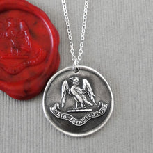 Load image into Gallery viewer, Following My Destiny - Antique Silver Wax Seal Necklace With Falcon