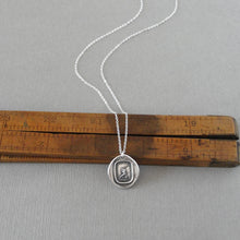 Load image into Gallery viewer, First Step Wax Seal Necklace - antique wax seal charm jewelry - First Step Is Always The Hardest motto in French - RQP Studio