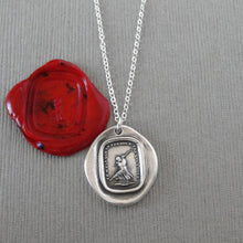 Load image into Gallery viewer, First Step Wax Seal Necklace - antique wax seal charm jewelry - First Step Is Always The Hardest motto in French - RQP Studio