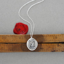 Load image into Gallery viewer, First Step Wax Seal Necklace - antique wax seal charm jewelry - First Step Is Always The Hardest motto in French - RQP Studio