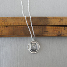 Load image into Gallery viewer, First Step Wax Seal Necklace - antique wax seal charm jewelry - First Step Is Always The Hardest motto in French - RQP Studio