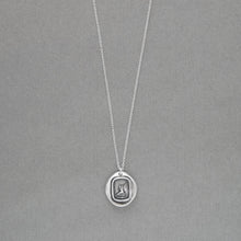 Load image into Gallery viewer, First Step Wax Seal Necklace - antique wax seal charm jewelry - First Step Is Always The Hardest motto in French - RQP Studio