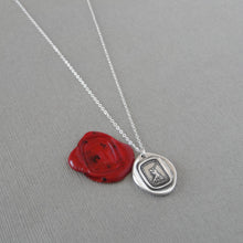 Load image into Gallery viewer, First Step Wax Seal Necklace - antique wax seal charm jewelry - First Step Is Always The Hardest motto in French - RQP Studio