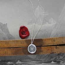Load image into Gallery viewer, Yield Not To Misfortunes - Silver Wax Seal Necklace With Flaming Heart