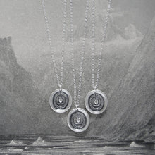 Load image into Gallery viewer, Yield Not To Misfortunes - Silver Wax Seal Necklace With Flaming Heart