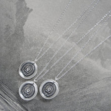 Load image into Gallery viewer, Yield Not To Misfortunes - Silver Wax Seal Necklace With Flaming Heart