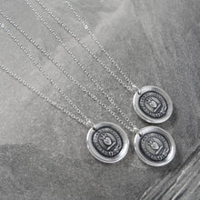 Load image into Gallery viewer, Yield Not To Misfortunes - Silver Wax Seal Necklace With Flaming Heart