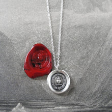 Load image into Gallery viewer, Yield Not To Misfortunes - Silver Wax Seal Necklace With Flaming Heart