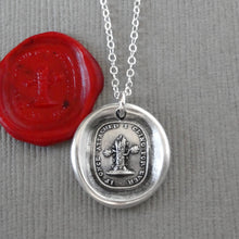 Load image into Gallery viewer, Forever Attached Silver Wax Seal Necklace - Antique Silver Tree Wax Seal Jewelry