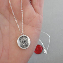 Load image into Gallery viewer, Forever Attached Silver Wax Seal Necklace - Antique Silver Tree Wax Seal Jewelry