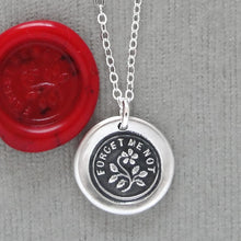 Load image into Gallery viewer, Forget Me Not - Wax Seal Necklace In Silver - Flower Wax Seal Charm Jewelry