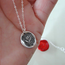 Load image into Gallery viewer, Forget Me Not Wax Seal Necklace - Flower In Silver - RQP Studio