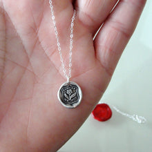 Load image into Gallery viewer, Forget Me Not Wax Seal Necklace - Flower In Silver - RQP Studio