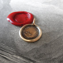 Load image into Gallery viewer, Bronze Wax Seal Pendant - Do Not Leave Me - figure guided by North Star - RQP Studio
