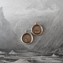 Load image into Gallery viewer, Bronze Wax Seal Pendant - Do Not Leave Me - figure guided by North Star - RQP Studio