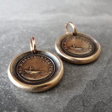Load image into Gallery viewer, Bronze Wax Seal Pendant - Do Not Leave Me - figure guided by North Star - RQP Studio